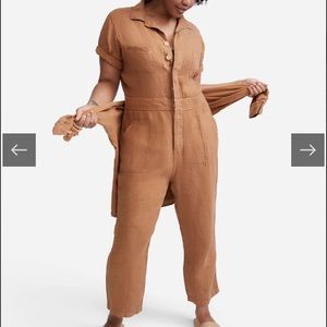 BLUE short sleeve linen jumpsuit